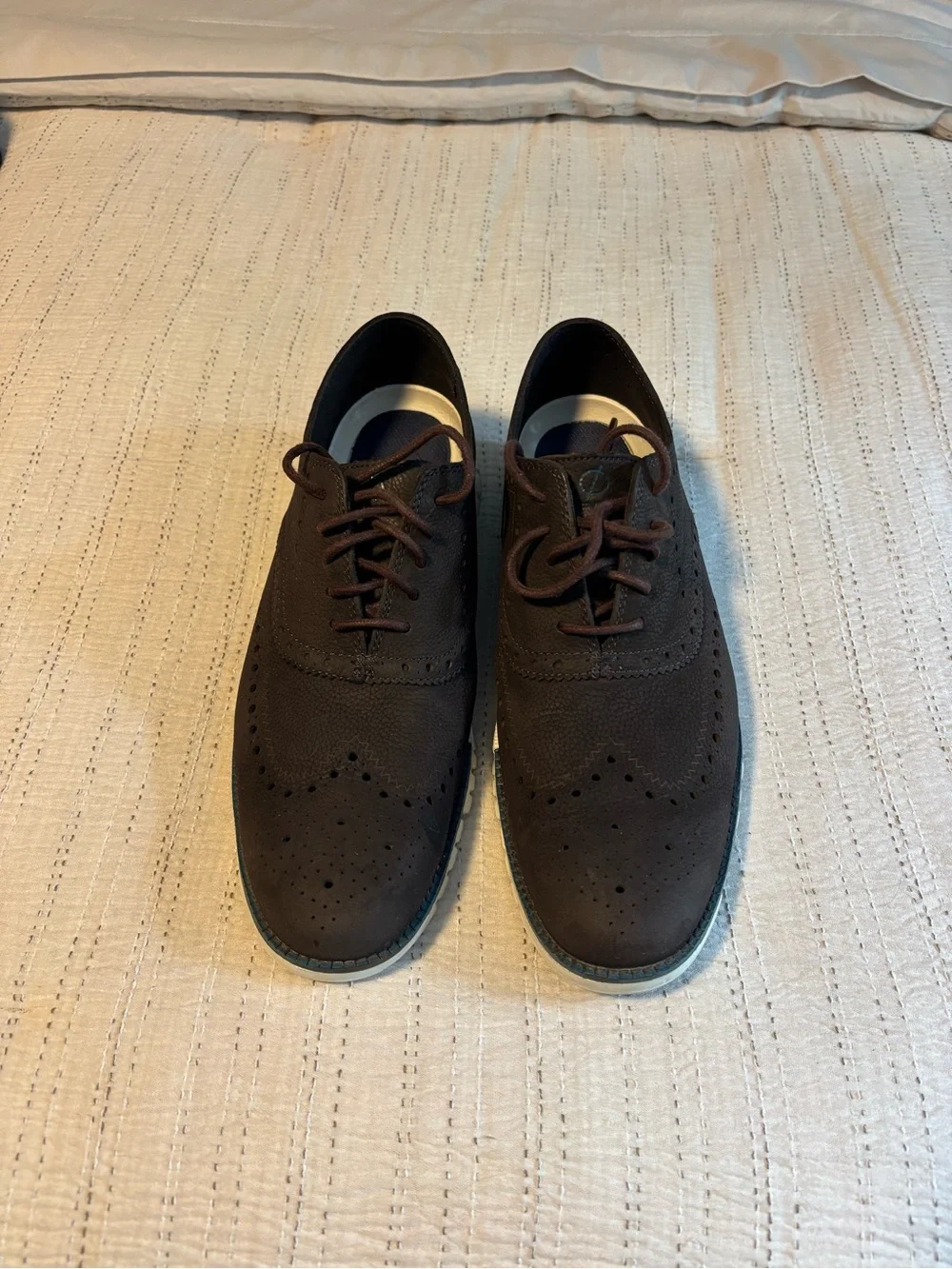 Cole Haan Men's Dark Brown Wingtip Oxfords with White Sole